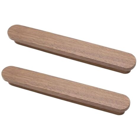2 pièces Poignées de meuble en bois de noyer - Poignées de tiroir en bois naturel classique, poignées décoratives antiques pour meubles, cuisine, commode, garde-robe, porte, bureau (distance 160mm) (1/5)
