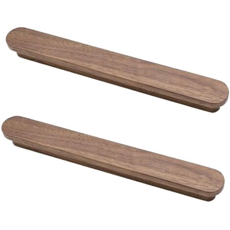 2 pièces Poignées de meuble en bois de noyer - Poignées de tiroir en bois naturel classique, poignées décoratives antiques pour meubles, cuisine, commode, garde-robe, porte, bureau (distance 192mm) (1/5)