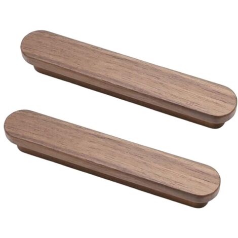 2 pièces Poignées de meuble en bois de noyer - Poignées de tiroir en bois naturel classique, poignées décoratives antiques pour meubles, cuisine, commode, garde-robe, porte, bureau (distance 128mm) (1/5)