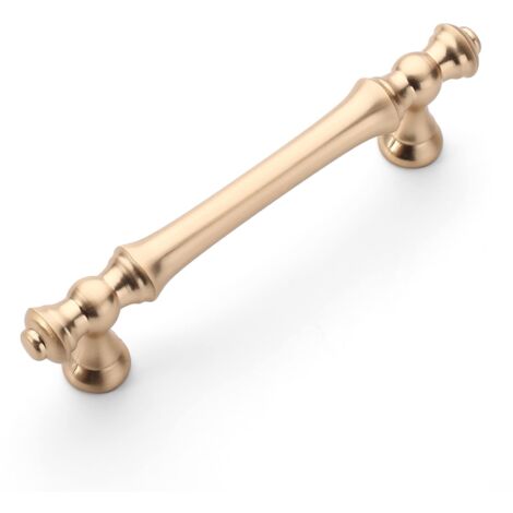 6 Pièces Poignées de Meuble Laiton Brossé, 96mm, en Alliage de Zinc, pour Cuisine, Armoires, Tiroirs et Placards (1/5)
