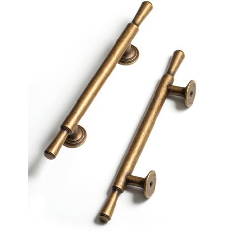 Poignées de meuble en laiton antique - 96 mm d'écartement des trous - Poignées de tiroir vintage, pour armoires de cuisine, armoires de salle de bain et meubles - Poignées en alliage de zinc (1/5)