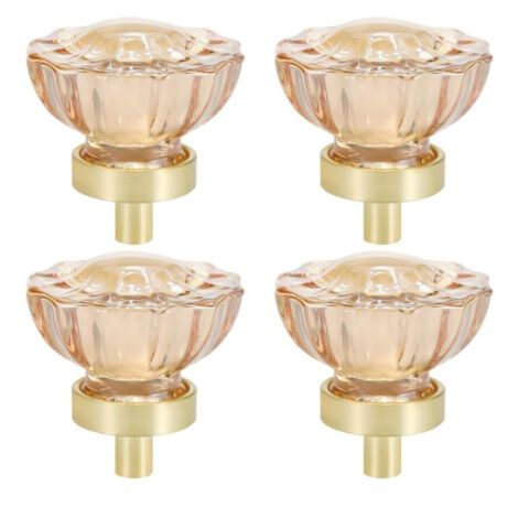 Boutons de Tiroir en Cristal, 4 Pcs Boutons de Porte en Forme de Fleur/Ovale, Décoration Poignées Vintage pour Armoire, Placard, Armoire, Commode