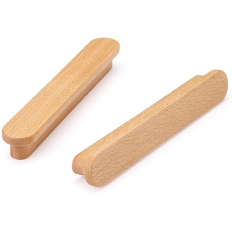 6 Pièces Poignées de Meuble en Bois Poignées de Placard avec Vis Bouton de Tiroir de Porte pour Cuisine Armoire Commode,Distance du Trou 160 MM (1/5)