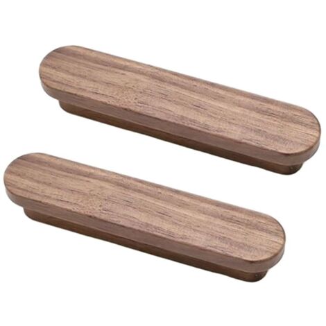 2 pièces Poignées de meuble en noyer - Poignées de tiroir en bois naturel classique, poignées décoratives antiques pour meubles, cuisine, commode, armoire, porte, bureau (distance entre trous 96mm) (1/5)
