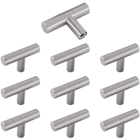 Bouton de Meuble, 10 Pièces Poignée de Portes pour Placards en Acier Inoxydable Argent Poignee Meuble Cuisine Vintage avec Vis pour Commode, Armoire (1/5)