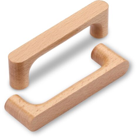 6 Pièces Poignée de Meuble Bois 96mm,poignées de tiroir en Bois pour Bureaux Tiroirs Armoires Placard (1/5)