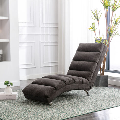 Chaise Longue Massaggiante, Schienale Ergonomico 140° con Vibrazione Delicata e Tasca Laterale, Lino Grigio Scuro