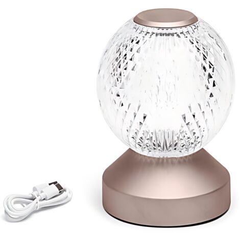 Lampe de table décorative avec boule de cristal et base en or rose, température de couleur réglable de 2700 à 6500 K, pour la décoration (1/3)