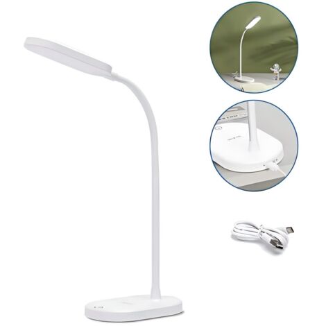 Lampe LED USB rechargeable avec col flexible, température de couleur réglable, protection des yeux pour étudier