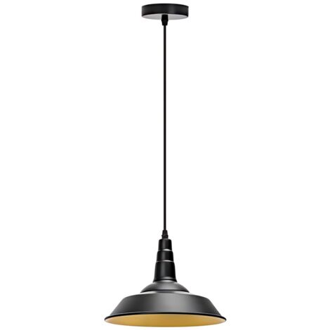 Suspension industrielle en métal noir, culot E27, style rétro pour cuisine et bar (ampoule non incluse) (1/3)