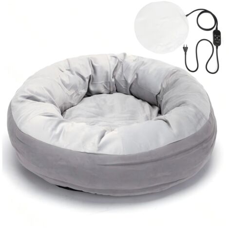 Coussin chauffant en forme de donut pour chiens et chats, température réglable, lavable, antidérapant (1/4)