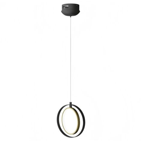 Luxueux plafonnier circulaire noir et or, lumière 2700K, aluminium et silicone, décoration artistique minimaliste (1/3)