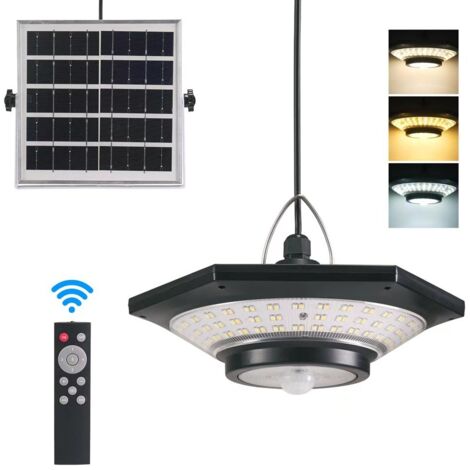 Lampe Solaire Interieur Extérieur Avec 228LED 5 Modes Détecteur de Mouvement, 3 Températures de Couleur Lumiere Solaire Exterieur 4400mAh Batterie Pour Chemin Jardin Pergola Garage (1/5)