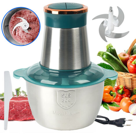 Hachoir à viande électrique 2L – Acier inoxydable – Moteur puissant 300W – 2 vitesses de contrôle – Pour viande, légumes, fruits (1/5)