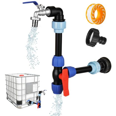 Robinet IBC Col de Cygne de Cuve, Kit Raccordement Cuve Eau de Robinet 3/4, pour Raccord de Cuve IBC et de Reservoir Eau de Pluie (1/5)