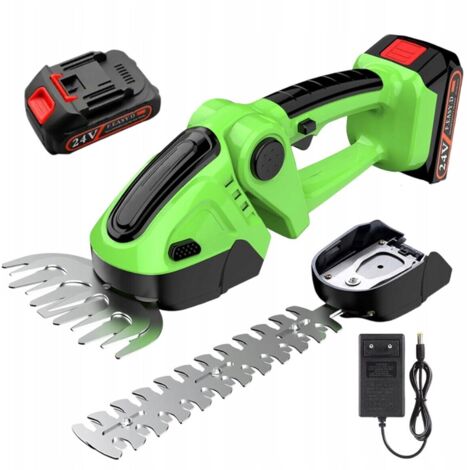 Taille-haies électrique 24V - longueur de coupe 16cm, pas de la lame 7.5cm - Avec batteries et un chargeur