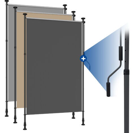 HOMEDEMO Senkrechtmarkise Außen, Vertikalmarkise ohne Bohren, Balkonrollo mit Handkurbel, Sichtschutz Sonnenschutz Windschutz, Balkon & Garten, 120 x (220-310) cm, Stoffbreite 105.5 cm, Anthrazit