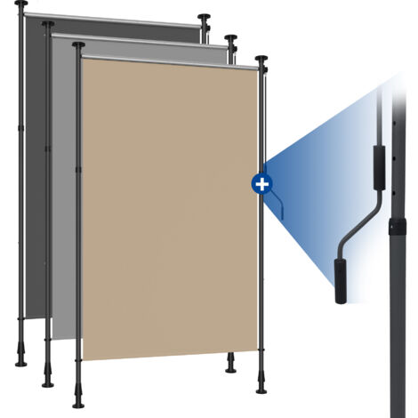 HOMEDEMO Senkrechtmarkise Außen, Vertikalmarkise ohne Bohren, Balkonrollo mit Handkurbel, Sichtschutz Sonnenschutz Windschutz, Balkon & Garten, 150 x (220-310) cm, Stoffbreite 135.5 cm, Khaki