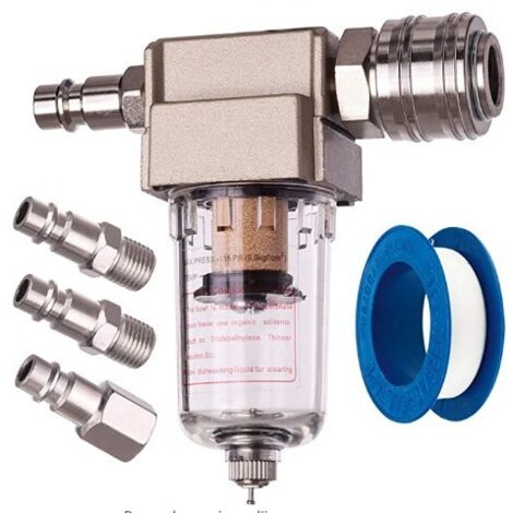 Rnemitery – Filtre à air comprimé 1/4' – Séparateur d'eau et d'huile – Raccord rapide pour compresseur – Filtration 0,04 mm
