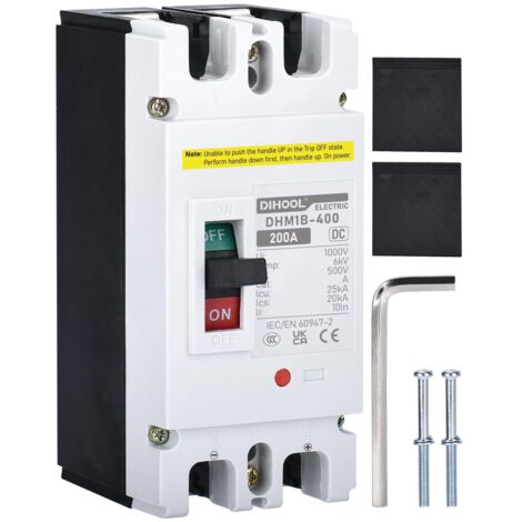 Disjoncteur dihool 200 ampères DC, interrupteur de déconnexion de la batterie 500V pour alimentation principale, énergie solaire, UPS、 Centrale électrique