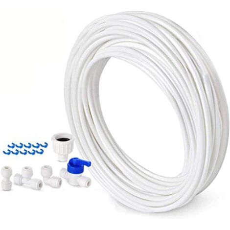 Memkey – Tuyau d'alimentation en eau 10 m – Kit de connexion pour réfrigérateur double porte – 6,3 mm de diamètre – Raccords rapides pour installation facile