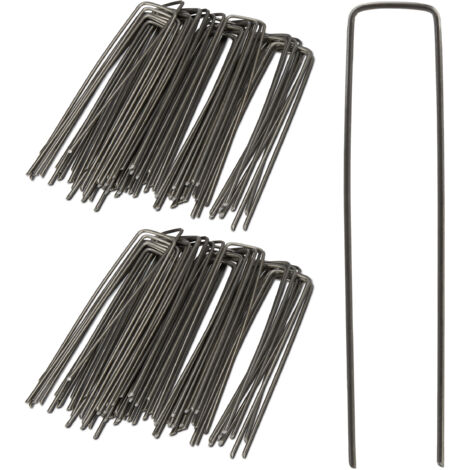Relaxdays – Lot de 100 piquets de fixation en acier 15 cm – Ancrage robuste pour bâches et tentes – Extrémités pointues pour sols durs