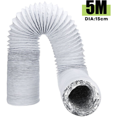 Tuyau d'échappement flexible 15cm x 5m – PVC et aluminium – Résistant à la corrosion – Pour ventilation industrielle et domestique – Augienb