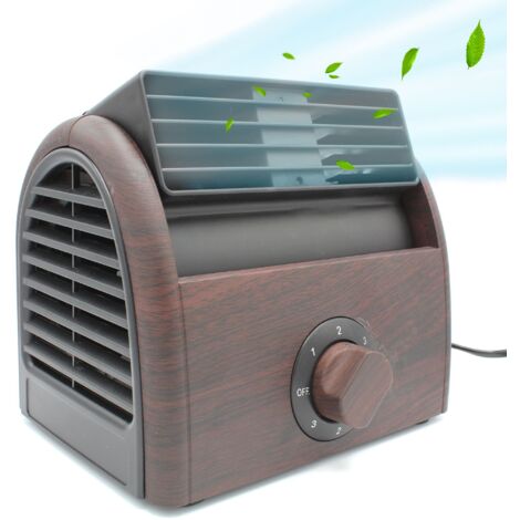 Fishtec – Ventilateur de table 30W – Double turbine silencieuse – Grille orientable – Débit d'air puissant – ABS aspect bois