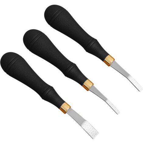 Lot de 3 outils d'ébauche pour cuir - 4 mm, 5 mm, 10 mm - En acier inoxydable - Avec poignée en plastique - Pour le nettoyage de la rouille et du cuir (1/5)