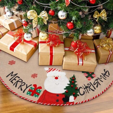 Jupe de Sapin de Noël 108cm - Grande Épaisseur Couverture Ronde pour Arbre de Noël, Décoration Intérieure et Extérieure pour Vacances et Fêtes (1/5)