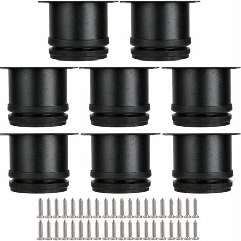 CSPARKV Lot de 8 Pieds Réglables Meubles Noir, Ø 50 mm/Hauteur 50 mm Pieds de Canapé en Métal Acier Inoxydable, Pied de Table Basse pour Meubles TV Armoires Lits Postes de Travail, avec 32 Vis (1/5)