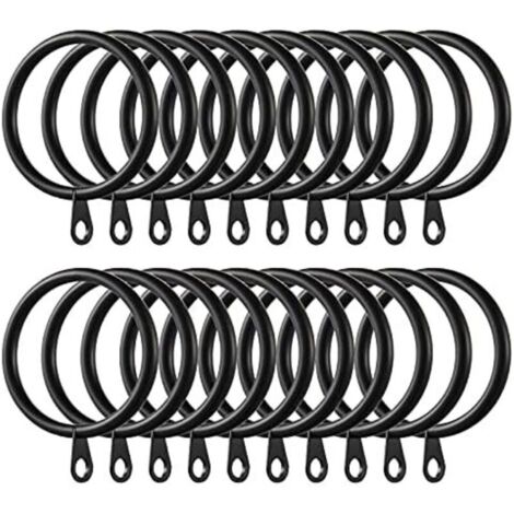 CSPARKV 60 Pièces Anneaux de Rideau, Anneaux de Suspension en Métal de Rideaux pour Rideaux et Tringles, 35mm Diamètre Intérieur (Noir) (1/5)