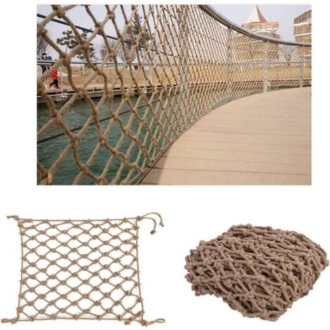 1x2m Filet de sécurité pour garde-corps d'extérieur, Filet de Clôture en Corde de Chanvre Décoration Jardin Filet de Sécurité Balcon Escalier Cloison