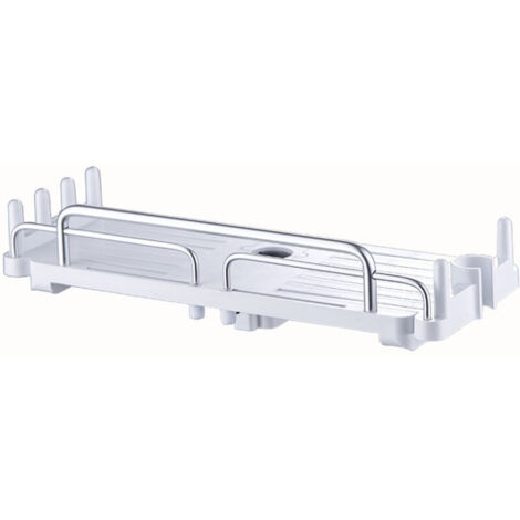 (Blanc) Étagère de Douche télescopique sans perçage 28-44 cm, Suspendre pour Salle de Bain, étagère de Rangement pour Barre de Douche de 18 à 25 mm (1/5)