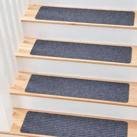 CSPARKV Lot de 15 Marchettes d'escalier, 20 x 76 cm Tapis De sécurité Antidérapant Tapis d'intérieur Antidérapant pour Enfants, Aînés et Animaux De Compagnie avec Adhésif Réutilisable, Gris (1/5)