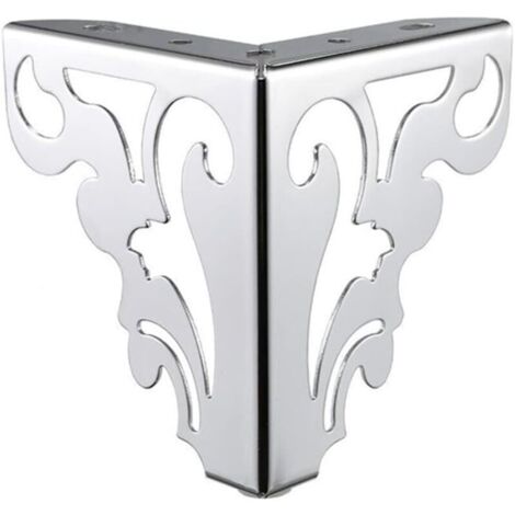 Lot de 4 pieds de canapé modernes de 12 cm pour meubles de table et d'armoire, en fer, motif creux (chromé) (1/5)