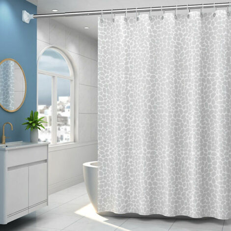 180 x 200 cm, fabriqué en Tissu de PEVA, Finition Blanche, Rideau de Douche avec 12 Anneau (1/3)