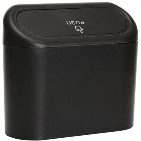 CSPARKV 1pc Petite Poubelle de Voiture avec Couvercle (Noir), Étanche, Boîte de Rangement Suspendue Portable, pour Bureau (1/5)