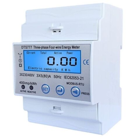 Compteur d'électricité Volt Moniteur d'énergie Top Hat Rail Bidirectionnel Wattmètre Consommation d'énergie Entrée Sortie kWh (1/3)