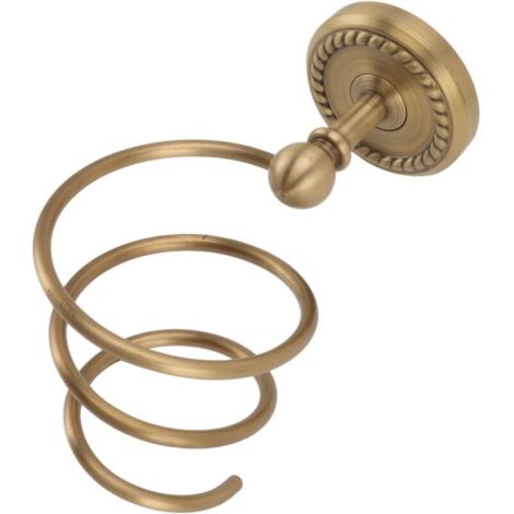 Porte-sèche-Cheveux de Salle de Bains Porte-Outils de Soins Capillaires en Laiton Support Mural Bronze Fini Spirale Sèche-Cheveux Support Suspendu (1/5)