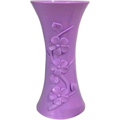 Vase en plastique embossé pour arrangement de fleurs, pot de fleurs, support de fleurs pour la maison, le bureau, décoration de la maison, violet clair, taille unique (1/5)