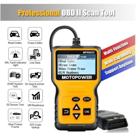 Scanner OBD-II avec lecteur code erreur moteur et analyse capteur O2 ...