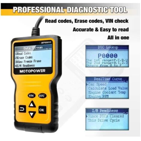 Scanner OBD-II avec lecteur code erreur moteur et analyse capteur O2 ...