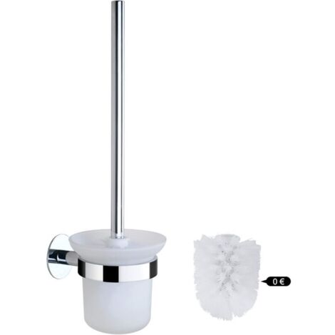 CSPARKV Brosse WC et Support, Ensembles de Brosses de Toilette pour Salle de Bain avec Poignée en Acier Inoxydable et Bol en Verre Trempé,Auto-pâte Mural (1/5)