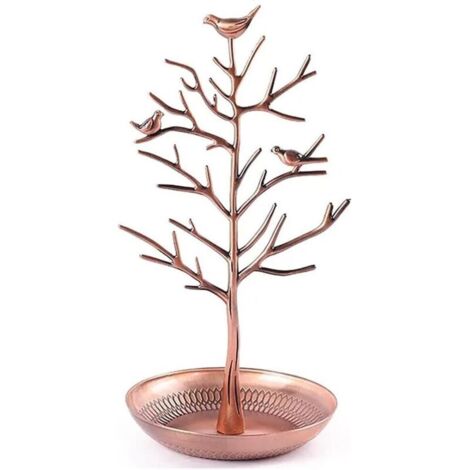 Support d'arbre à bijoux en bronze antique – Oiseaux vintage – Accrochez vos bijoux – Tour de rangement suspendue (1/5)