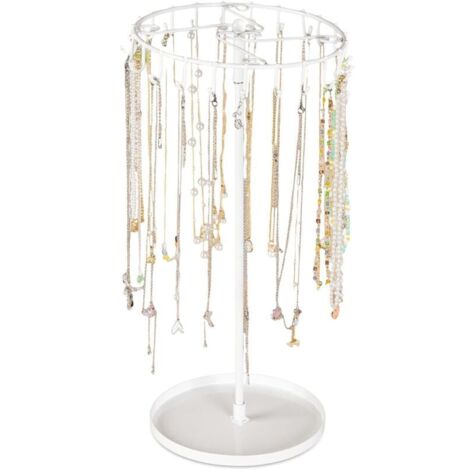 Présentoir à Bijoux, Porte Bijoux Rotatif, Presentoir Boucle d'oreille avec Plateau et 23 Crochets Presentoir pour Collier, Bracelets, Boucles d’Oreilles, Bagues (1/5)