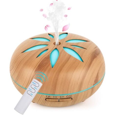 CSPARKV 1 pcs Mis à Jour Humidificateur d'air Ultrasonique Brume Arôme Parfum Electrique avec Télécommande 7 Couleurs Changeantes (Brun) (1/5)