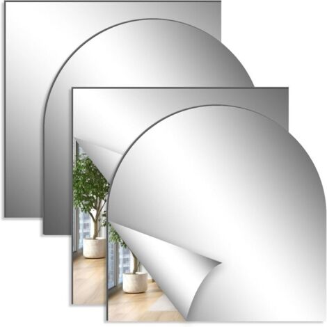 4 Pièces Miroir Autocollant, Miroir Adhesif Mural 30x30cm, Acrylique Carrés Flexible pour Salon, Chambre, Salle de Bain, Porte (1/5)