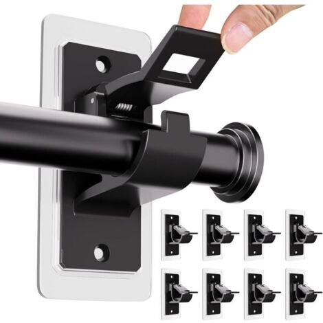 8 pièces Support de Tringle à Rideaux sans perçage, Supports adhésifs pour Tringle, sans Trou, Crochets pour Tringle à Rideaux Polyvalents sans Clous pour Salle de Bain, Chambre à Coucher, (1/5)