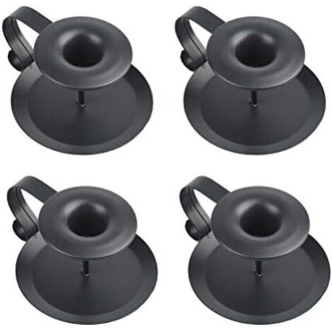 CSPARKV 11x6cm 4 Pièces Bougeoirs Vintage Noirs en Métal, Bougeoirs avec Poignée et Plateau Décoration Table pour Hôtel, Restaurant et Salle (1/5)